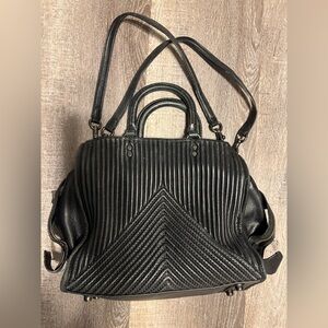 RARE COACH Elegant Black Leather Quilted Women's Bag
